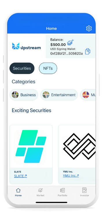 List on Upstream exchange and trading app